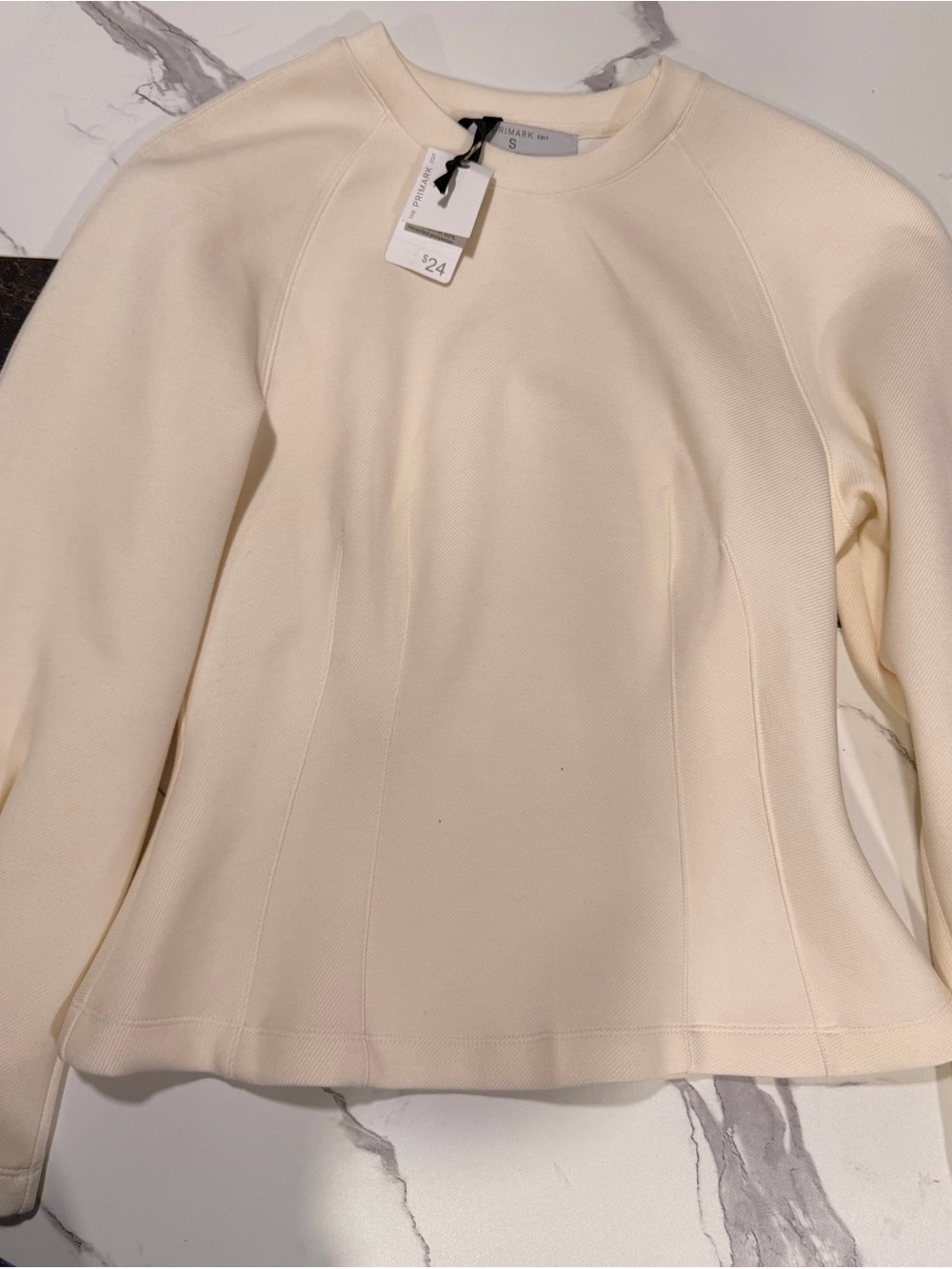 Primark Cream Long-Sleeve Structured Top